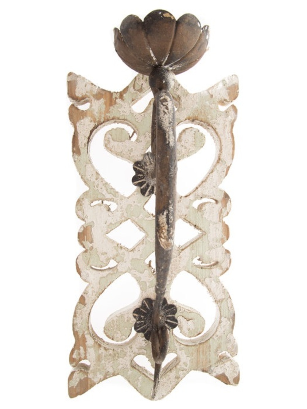Rustic Distressed White Wood Wall Candle Sconce Set Farmhouse Vintage Decor - Picture 2 of 4